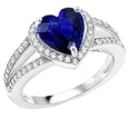 thumbnail image 1 of Harry Chad Enterprises 67227 4 CT Diamond Halo Heart Shaped Blue Split Shank Sapphire Ring, Size 6.5, 1 of 1