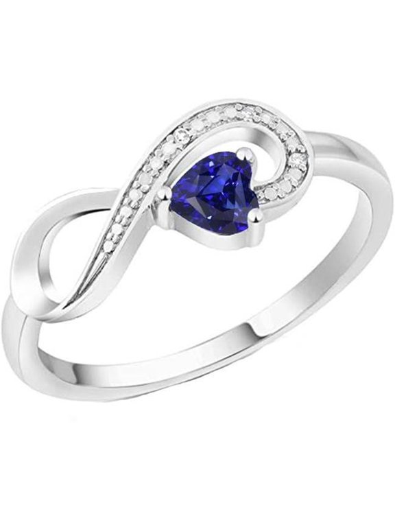 Enterprises 67248 1.25 CT Gemstone Blue Diamonds Infinity Style Sapphire Ring, Size 6.5