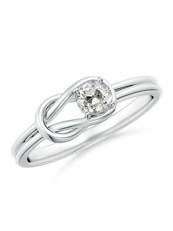 Enterprises 67258 1 CT Old Miner Solitaire Round Knot Style Diamond Ring, White Gold - Size 6.5