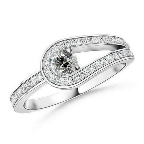 Harry Chad Enterprises 67520 Womens Round Old Cut 2 CT White Gold Split Shank Diamond Ring, Size 6.5