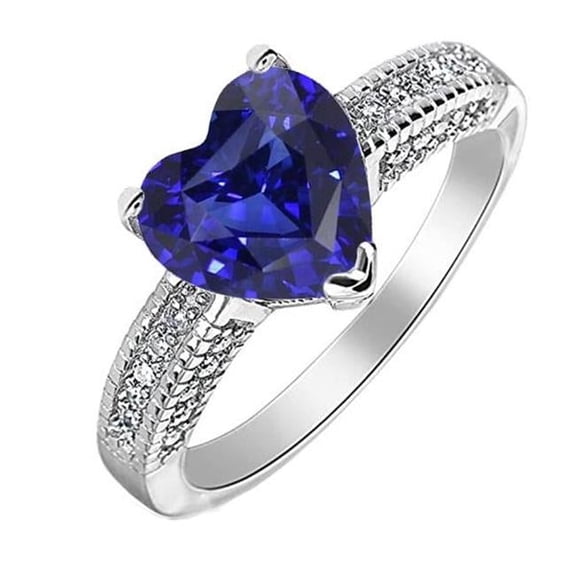 Harry Chad Enterprises 67544 4.50 CT Gemstone Heart Ceylon Antique Style Sapphire Ring, Size 6.5