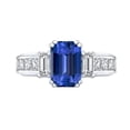 thumbnail image 1 of Harry Chad Enterprises 67638 4 CT Blue Sapphire 3 Stone Emerald Cut Ring & Princess Diamonds, Size 6.5, 1 of 1