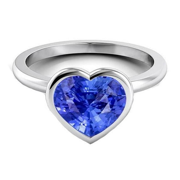 Harry Chad Enterprises 67956 2.50 CT Heart Solitaire Bezel Set Light Blue Sapphire Ring, Size 6.5