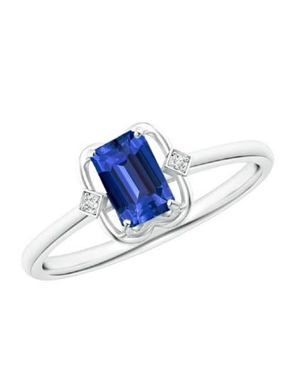 Enterprises 68088 1.75 CT 3 Stone Emerald Bezel Set Round Diamonds Sapphire Ring, Size 6.5