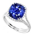 thumbnail image 1 of Harry Chad Enterprises 68164 6 CT Halo Set Cushion Sapphire Split Shank Wedding Ring, Size 6.5, 1 of 1