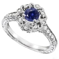 thumbnail image 1 of Harry Chad Enterprises 68243 Halo Vintage Style Sapphire 3 CT Filigree Flower Style Diamond Ring, Size 6.5, 1 of 1