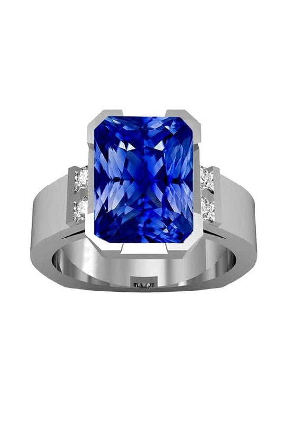 Enterprises 68403 Gold Sapphire 4 CT Bar Set Princess Diamonds Anniversary Ring, Size 6.5