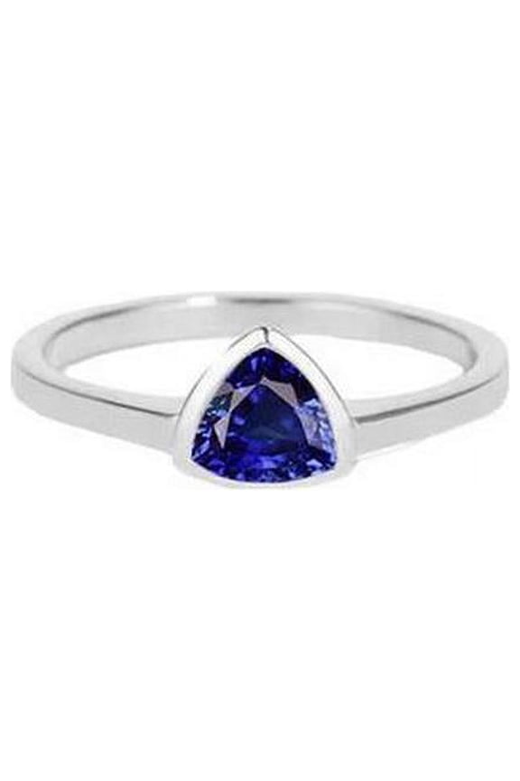 Enterprises 68570 1 CT Trillion Cut Bezel Set Sri Lankan Sapphire Solitaire Ring, Size 6.5