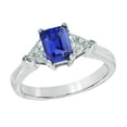 thumbnail image 1 of Harry Chad Enterprises 68619 Trillion Diamond 2 CT Ceylon Sapphire 3 Stone Prongs Sapphire Ring, Size 6.5, 1 of 1