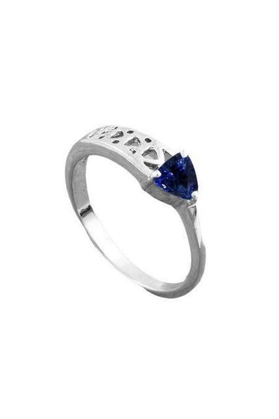 Enterprises 68683 0.50 CT Trillion Vintage Style Blue Sapphire Solitaire Ring, Gold - Size 6.5