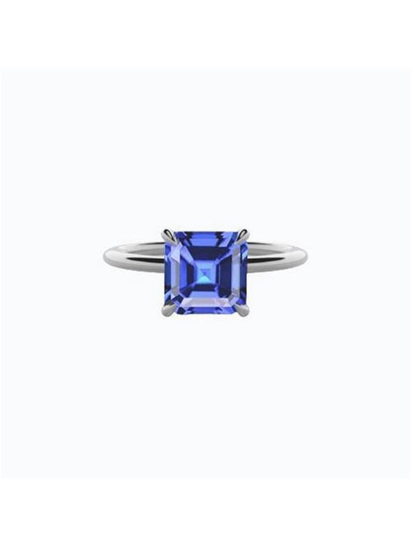 Enterprises 68706 Asscher 2 CT Ceylon Sapphire Gold Solitaire Ring, Size 6.5