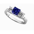 thumbnail image 1 of Harry Chad Enterprises 68722 2 CT Ladies Asscher Ceylon Sapphire 3 Stone Diamond Ring, Size 6.5, 1 of 1