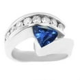 thumbnail image 1 of Harry Chad Enterprises 68754 1.50 CT Trillion Sapphire Channel Set Diamonds Gemstone Ring, Size 6.5, 1 of 1