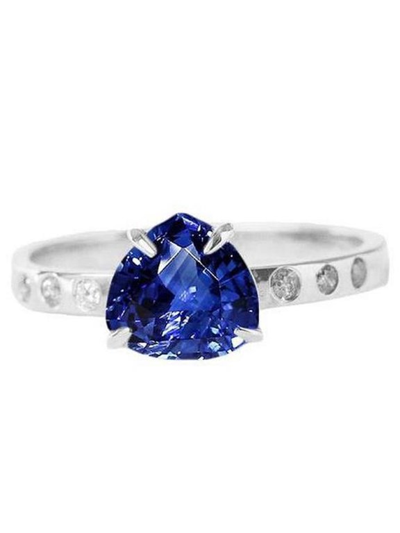 Enterprises 68765 2 CT Gemstone Trillion Flush Setting Sapphire Ring, Size 6.5