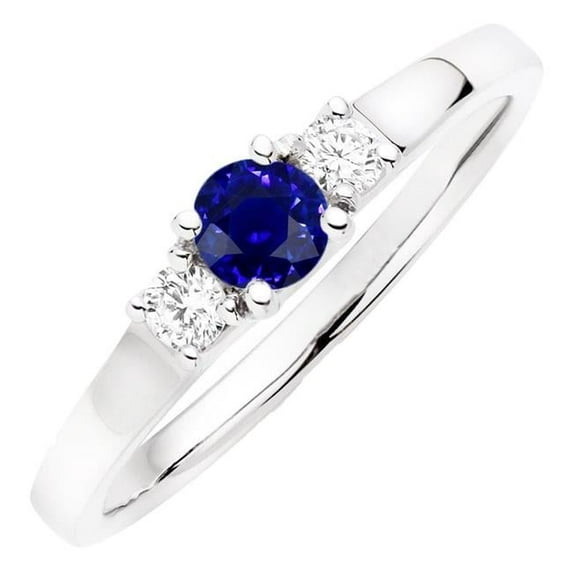 Harry Chad Enterprises 68833 1.50 CT Round Diamond 3 Stone Ceylon Gold Sapphire Ring, Size 6.5