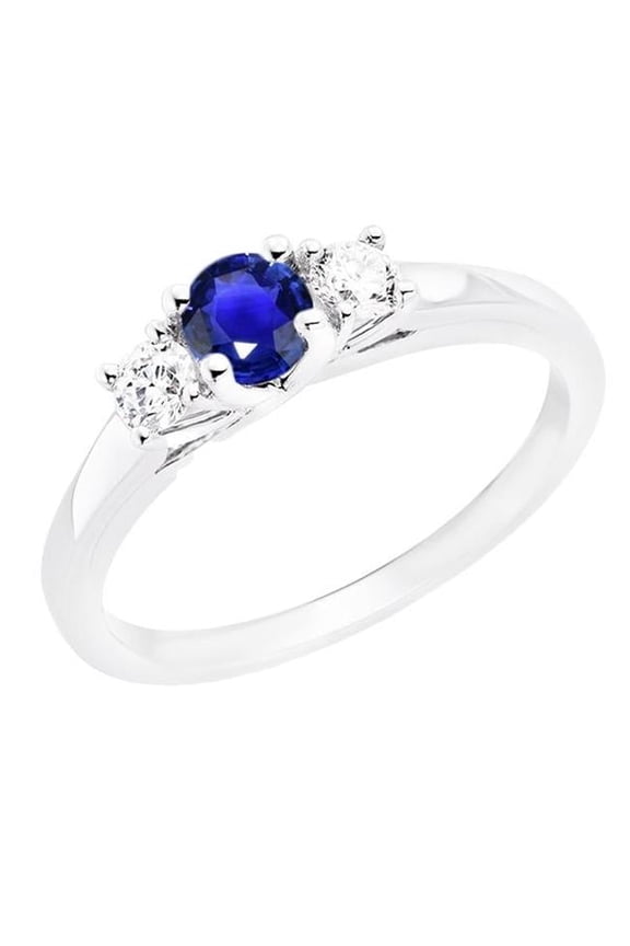 Enterprises 68834 1.50 CT Womens 3 Stone Round Ceylon Sapphire & Diamonds Ring, Size 6.5