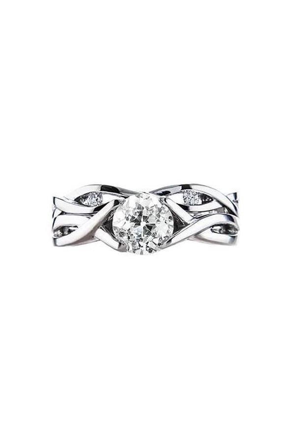 Enterprises 68912 1.25 CT 3 Stone Old Miner Diamond Infinity Style Wedding Ring, Size 6.5