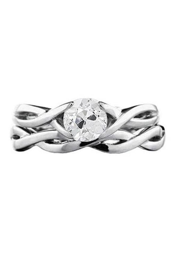 Enterprises 68971 Solitaire Old Miner 1 CT Infinity Style Shank Engagement Ring, Size 6.5
