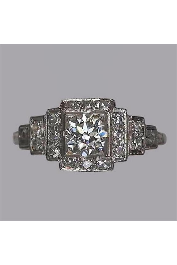 Enterprises 69014 2 CT Halo Anniversary Round Old Miner Diamond Ring, 14K White Gold - Size 6.5