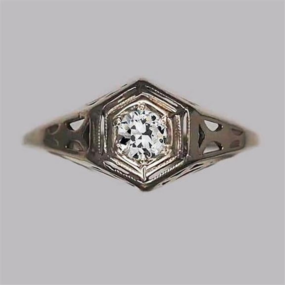 Harry Chad Enterprises 69030 0.75 CT Yellow Gold Round Old Miner Milgrain Shank Solitaire Ring, Size 6.5