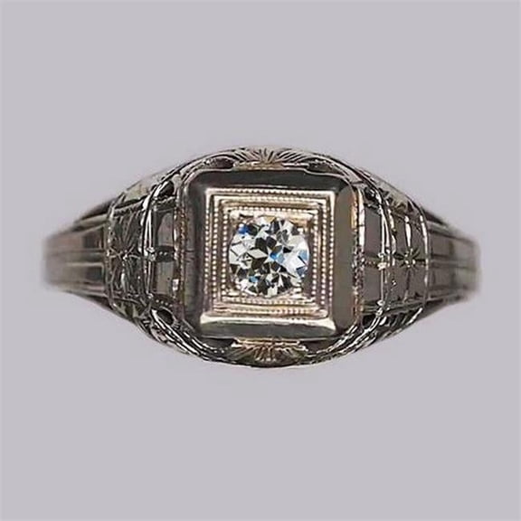 Harry Chad Enterprises 69032 0.50 CT Engagement Solitaire Round Old European Diamond Ring, Size 6.5