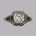 thumbnail image 1 of Harry Chad Enterprises 69041 1.25 CT 3 Stone Round Old Miner Baguette Sapphire Diamond Ring, Size 6.5, 1 of 1