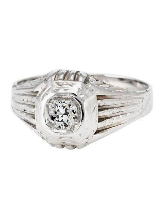 Enterprises 69045 1 CT Antique Style Solitaire Old Cut Round Diamond Engagement Ring, Size 6.5