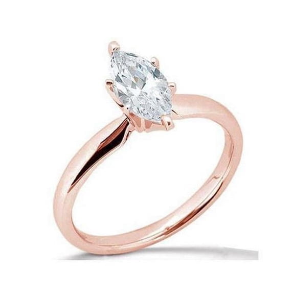 Harry Chad Enterprises 6905 Rose Gold Marquise 1.51 CT Diamond Solitaire Engagement Ring, Size 6.5