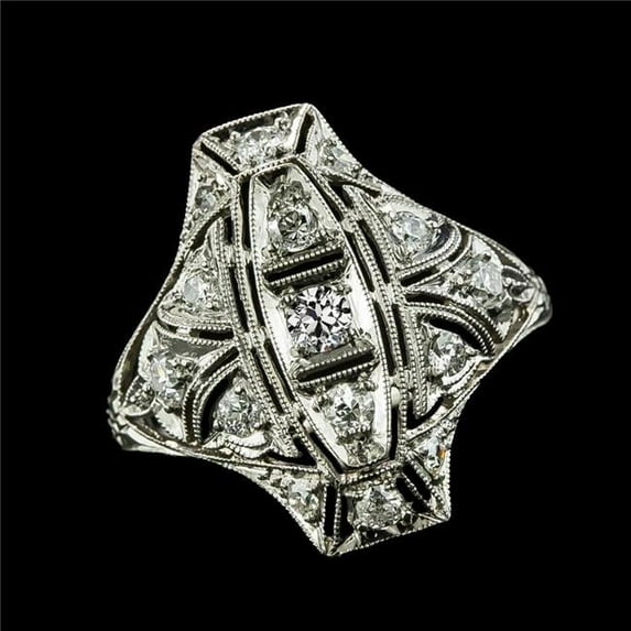 Harry Chad Enterprises 69143 2 CT Vintage Style Round Old Mine Cut Diamond Ring with Accents, Size 6.5