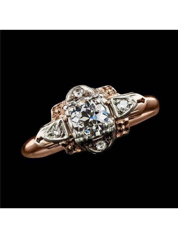 Enterprises 69592 2 CT Two Tone Old Cut Round 5 Stone Womens Diamond Ring, Size 6.5