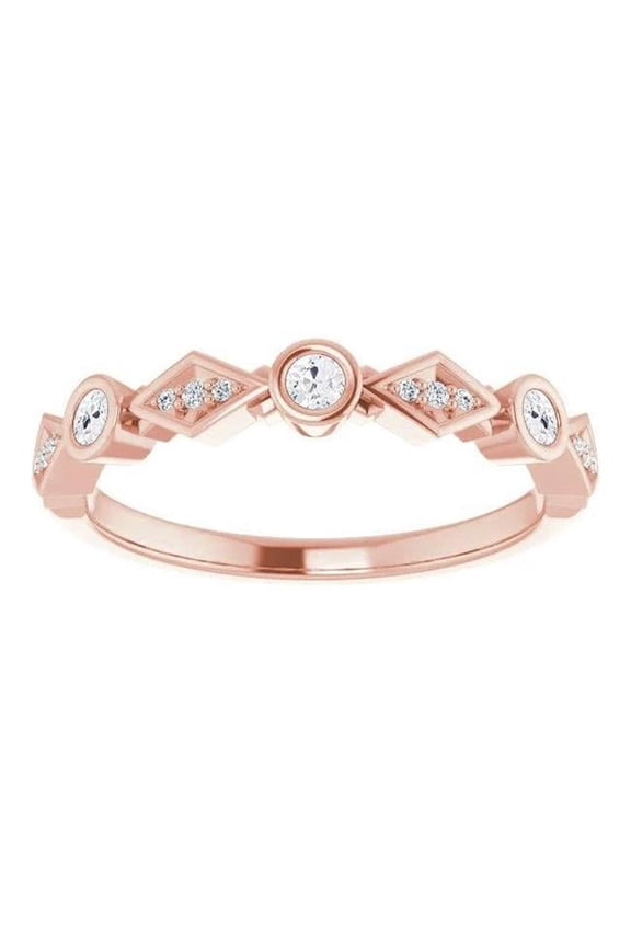 Enterprises 70548 Old Miner Diamond Half Eternity Band 2.25 CT Bezel Set, Rose Gold - Size 6.5