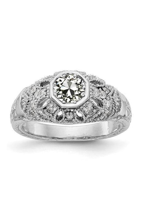 Enterprises 70699 2.25 CT Round Old Miner Milgrain Shank Diamond Fancy Ring, Size 6.5