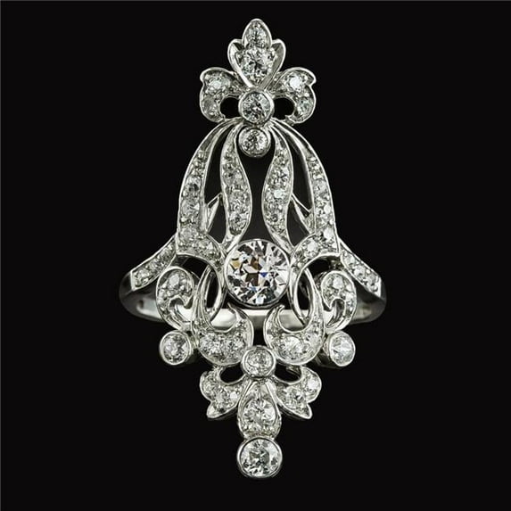 Harry Chad Enterprises 70789 2.25 CT Vintage Style Round Old Cut Diamond Engagement Ring, Size 6.5