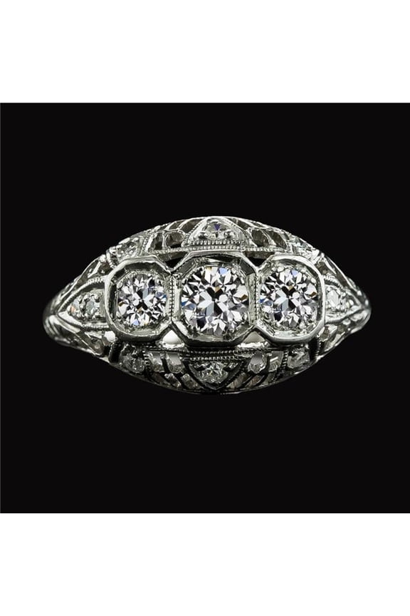 Enterprises 70841 2 CT Round Old Miner Diamond Vintage Style Anniversary Ring, Size 6.5