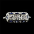 thumbnail image 1 of Harry Chad Enterprises 70849 4 CT Round Old Mine Cut Diamond & Trillion Sapphire Gemstone Ring, Size 6.5, 1 of 1