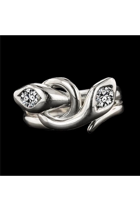 Enterprises 71027 2 CT Round Old Mine Cut Diamond Snake Style Wedding Ring, Size 6.5