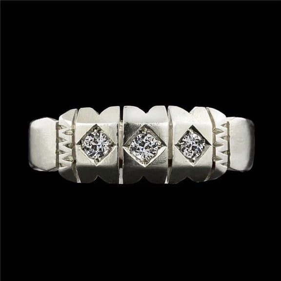 Harry Chad Enterprises 71049 0.75 CT Antique Style 3 Stone Old Mine Cut Diamond Engagement Ring, Size 6.5
