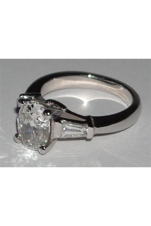 Enterprises 7278 2.01 CT Oval Cut 3 Stone Diamond Womens Ring, White Gold - Size 6.5