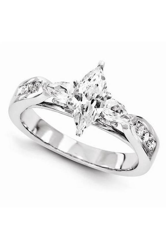 Enterprises 9946 1.58 CT Three Stone Style Diamond Engagement Fancy Ring, Size 6.5