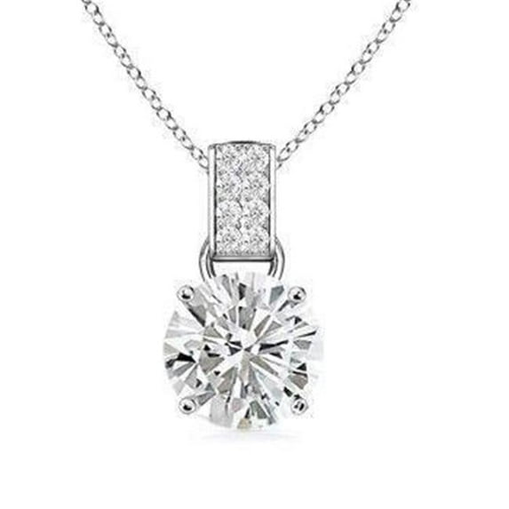 Harry Chad Enterprises HC10266 1.30 CT 14K Womens White Gold Round Diamond Pendant Necklace