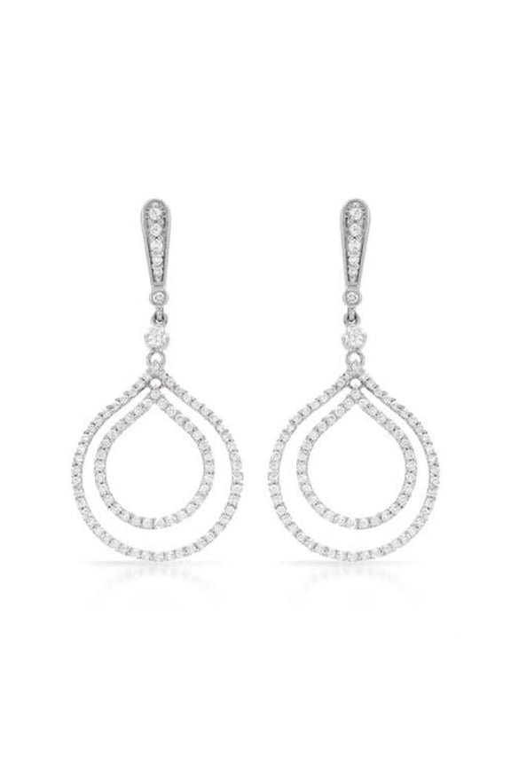Enterprises HC11297 1.23 CT Round Diamonds Dangle Earring - 14K White Gold