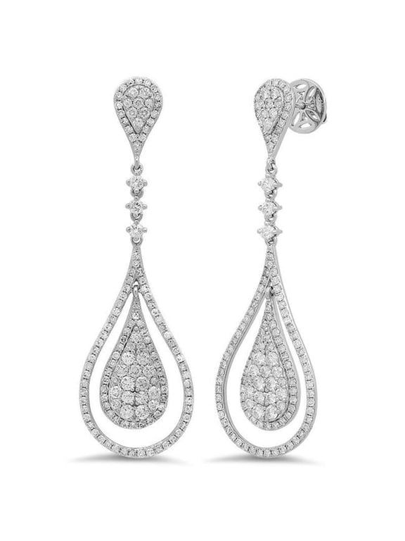 Enterprises HC12620 2.53 CT 14K White Gold Diamond Dangle Sparkling Earrings