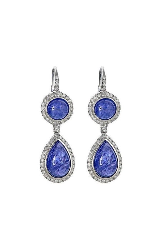 Enterprises HC13080 13.76 CT Tanzanite Dangle Earrings - 14K White Gold