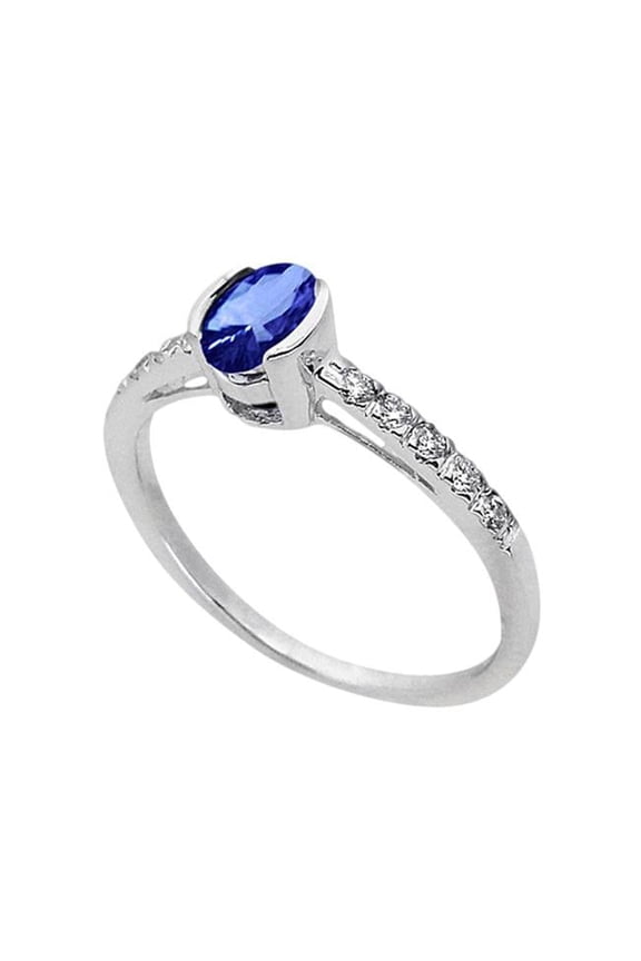 HC11898-6 1.41 CT Bezel Set Oval AAA Tanzanite Diamonds Wedding Ring Half Bezel, Blue & F - VS Clarity