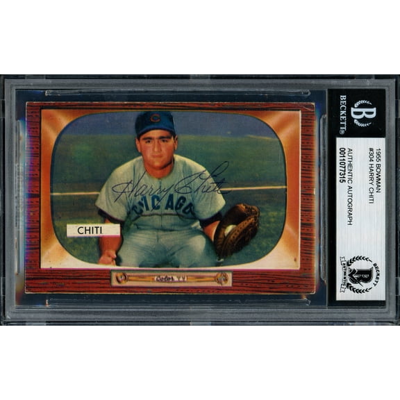 Harry Chiti Autographed 1955 Bowman Card #304 Chicago Cubs Beckett BAS #11077315
