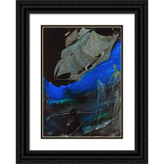 Harry Clarke 18x24 Black Ornate Framed Double Matted Museum Art Print Titled: Edgar Allan Poe's Tales of Mystery and Imagination Illustration