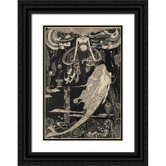 Harry Clarke 18x24 Black Ornate Framed Double Matted Museum Art Print Titled: The Little Sea Maid (1916)