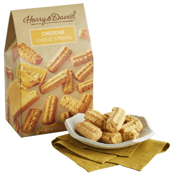 Harry & David Aged Sharp Cheddar Cheese Straws, Baked Cheese Snack, Savory Cheese Crackers, Gourmet Appetizer, Cheese Gift Basket, Gift For All Occasions, Family, Friends, Coworkers, 3.5 Oz