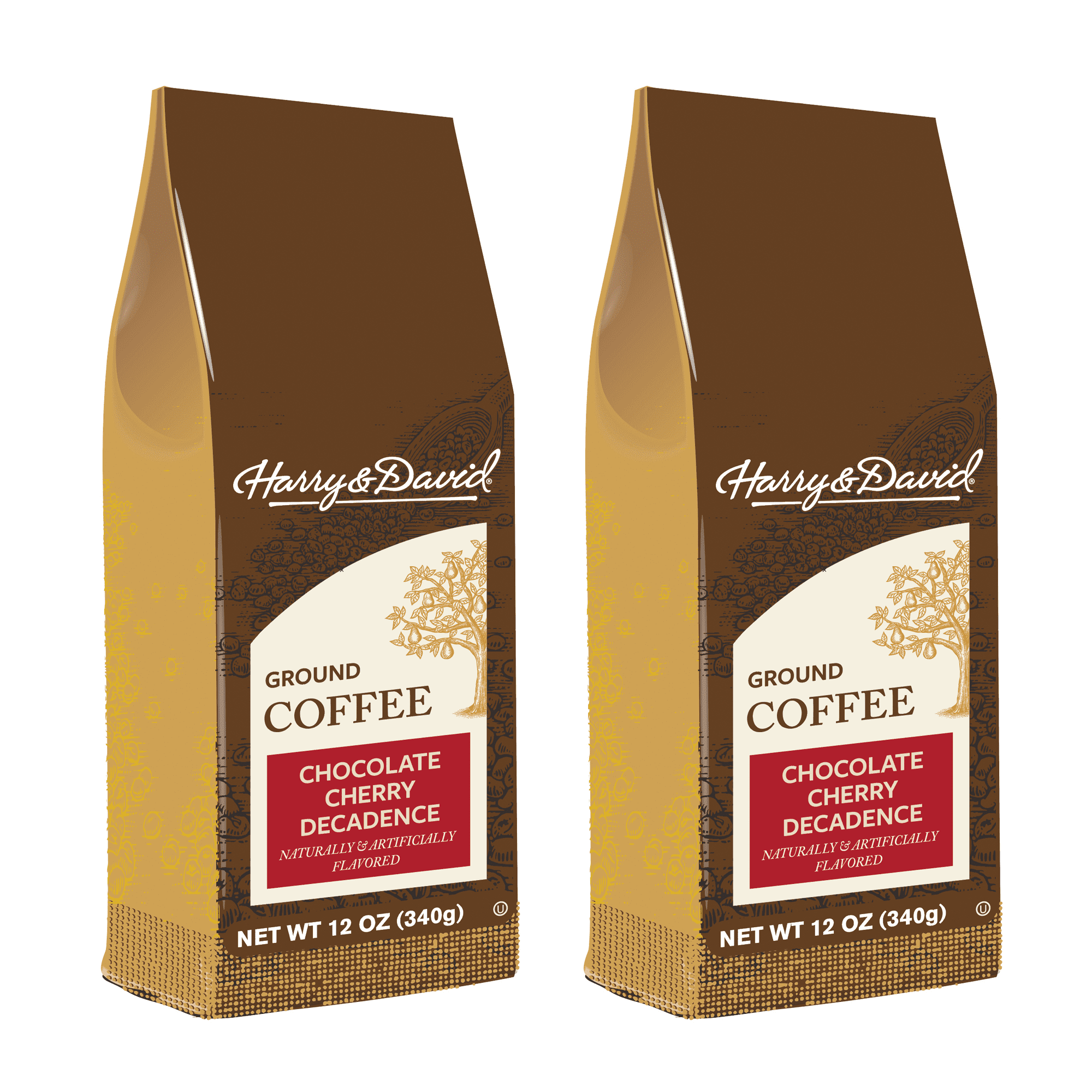 Harry & David Chocolate Cherry Decadence, Medium Roast Ground Coffee, 12 Oz, 2 Pack