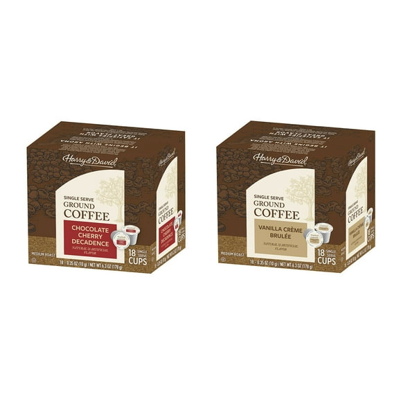 Harry & David Coffee Combo, Chocolate Cherry Decadence, Creme Brulee 2/18 ct boxes